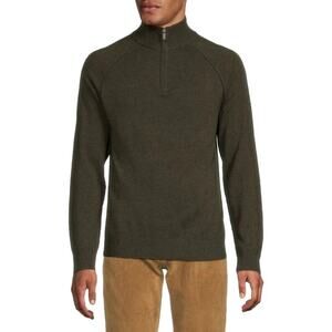 NWT Naadam Men’s Size L Green Wool Cashmere 1/4 Zip Sweatshirt Sweater $279